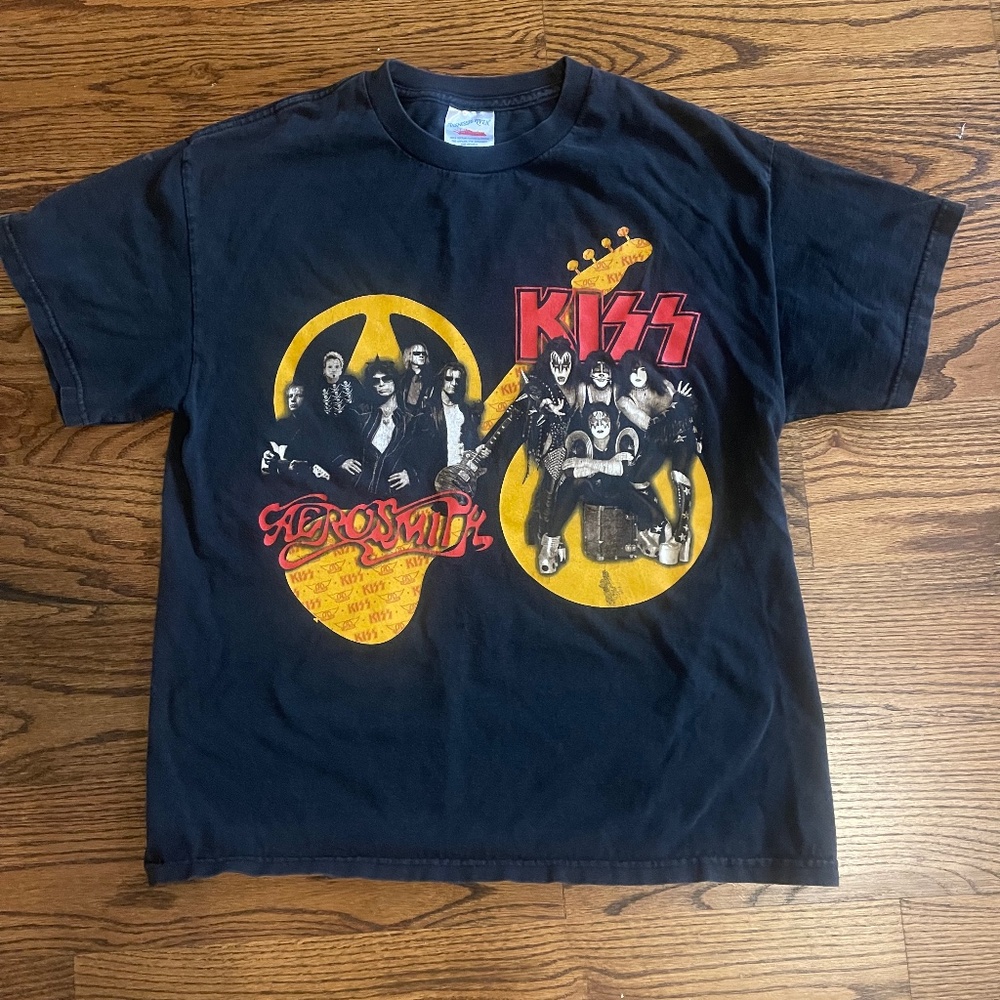Kiss and Aerosmith official concert t-shirt.